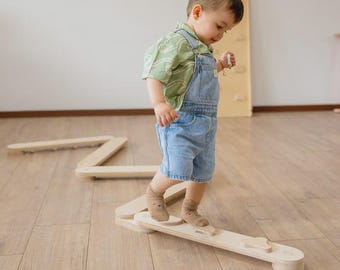 Wooden Balance Beam Set for Toddlers – Indoor Walking Beam for Kids | Motor Skills Toy | Playroom or Gym Add-On