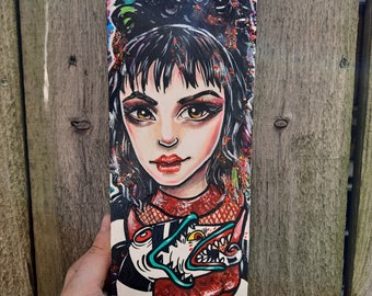 Lydia deetz beetlejuice 4 x 12   inches gothic goth punk art halloween painting lowbrow new school