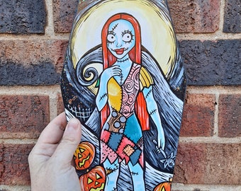 Sally nightmare before christmas cute original art on wood coffin Halloween 6x12 inches