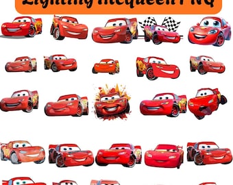 May include: A collection of red Lightning McQueen PNG images from the Cars movie franchise. The images feature various poses and styles of the animated race car, with flames and racing details. The text "Lightning McQueen PNG" is at the top.