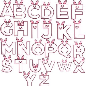 Bunny Alphabet PNG, Nursery Decor Letters (Digital Download)