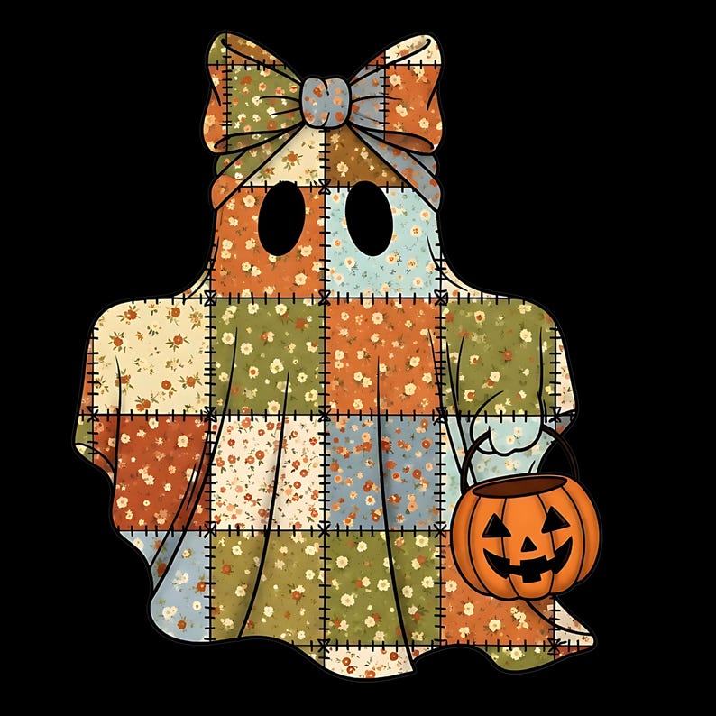 Patchwork Ghost Pattern Patchwork Ghost PNG, Fall Patchwork Png, Halloween PNG, Ghost Patchwork ...