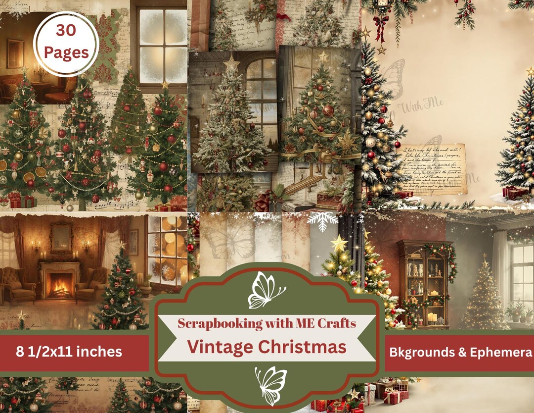 Vintage Christmas Junk Journal Kit – 30 Page Digital Download, Old ...
