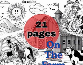 On The Farm Digital Coloring Book! A farm coloring workbook for kids or adults. Farm Animals Coloring Book, Farm Coloring Book, SWME crafts