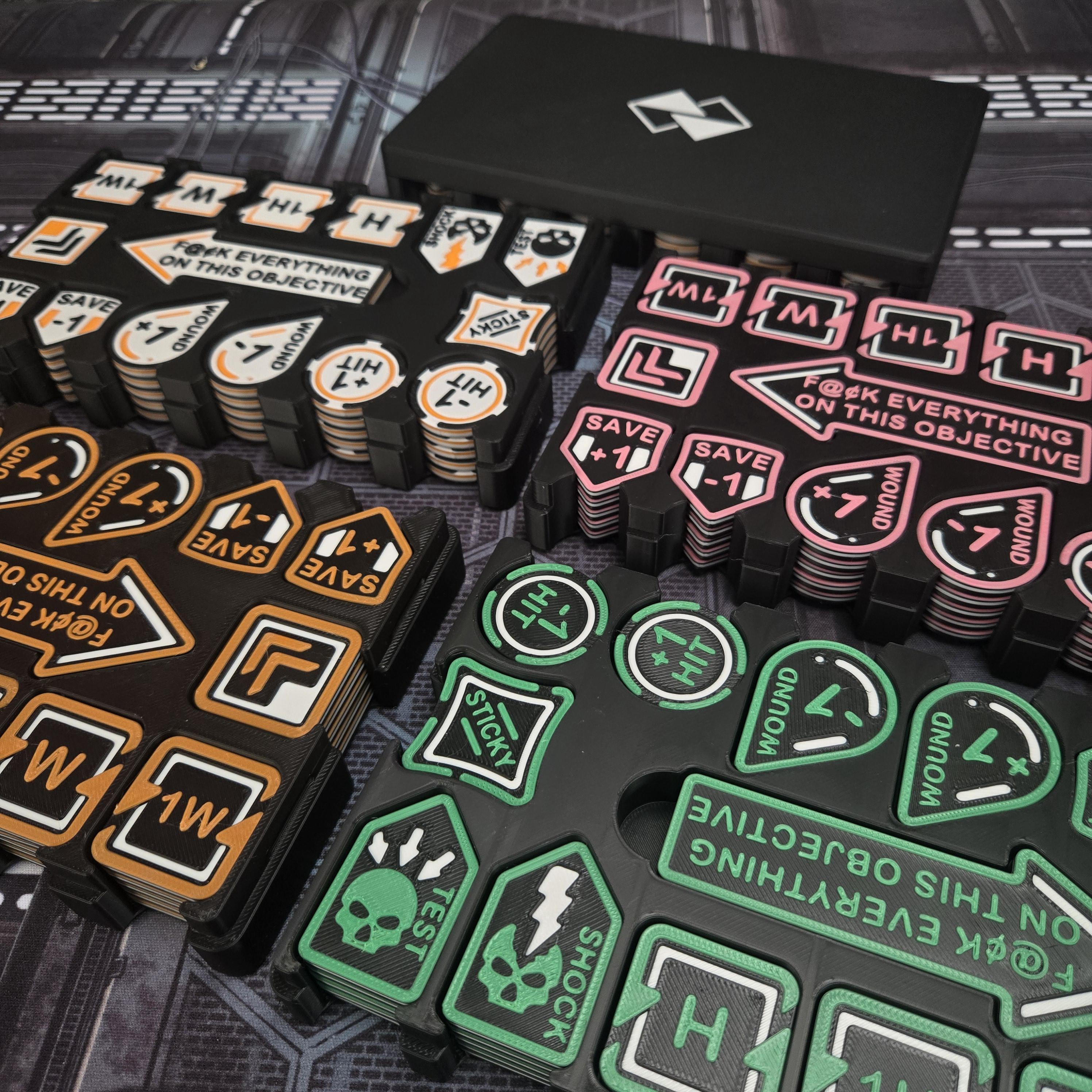 Warhammer 目標物マーカーセット Reminder & Objective Marker Tokens With Case Compatible With