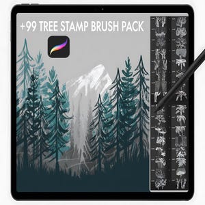 100 tampons d'arbre pour procréer, pinceaux d'arbre réalistes pour procréer, pinceaux forestiers pour procréer, feuilles, plantes, feuillage, tampons nature Ghibli