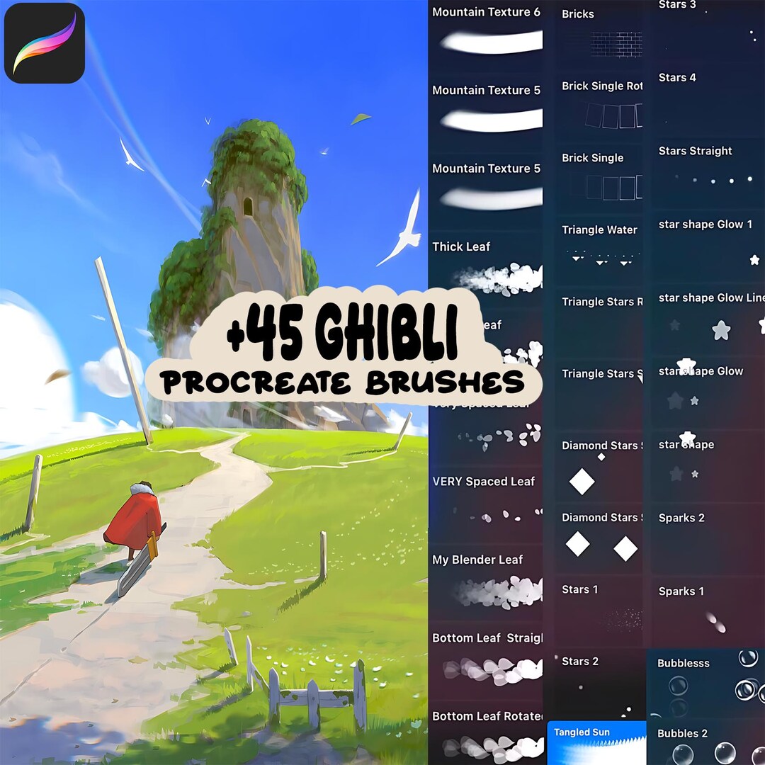 Cozy Ghibli Style Brushes for Procreate, Foliage, Cloud, Water, Snow ...