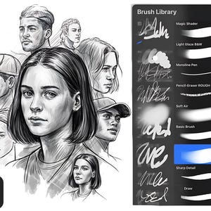 Sketch Brushes Procreate, Realistic Pencil, Drawing Brush Set  iPad, Pencil Brushes Procreate, Paper Textures, Shading Brushes procreate