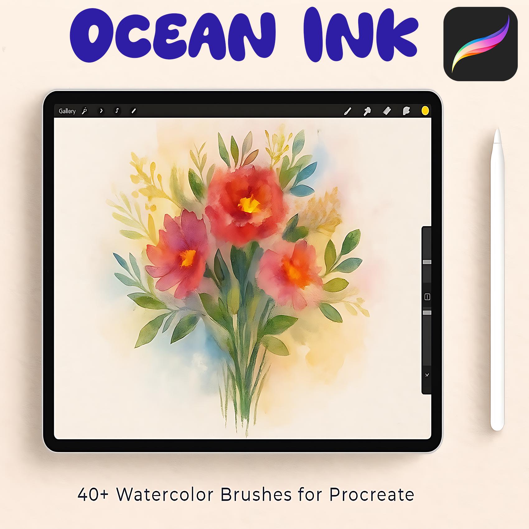 Procreate Watercolor & Gouache Brush Set — Wet Textures, Alcohol Ink, Painting Tools for iPad