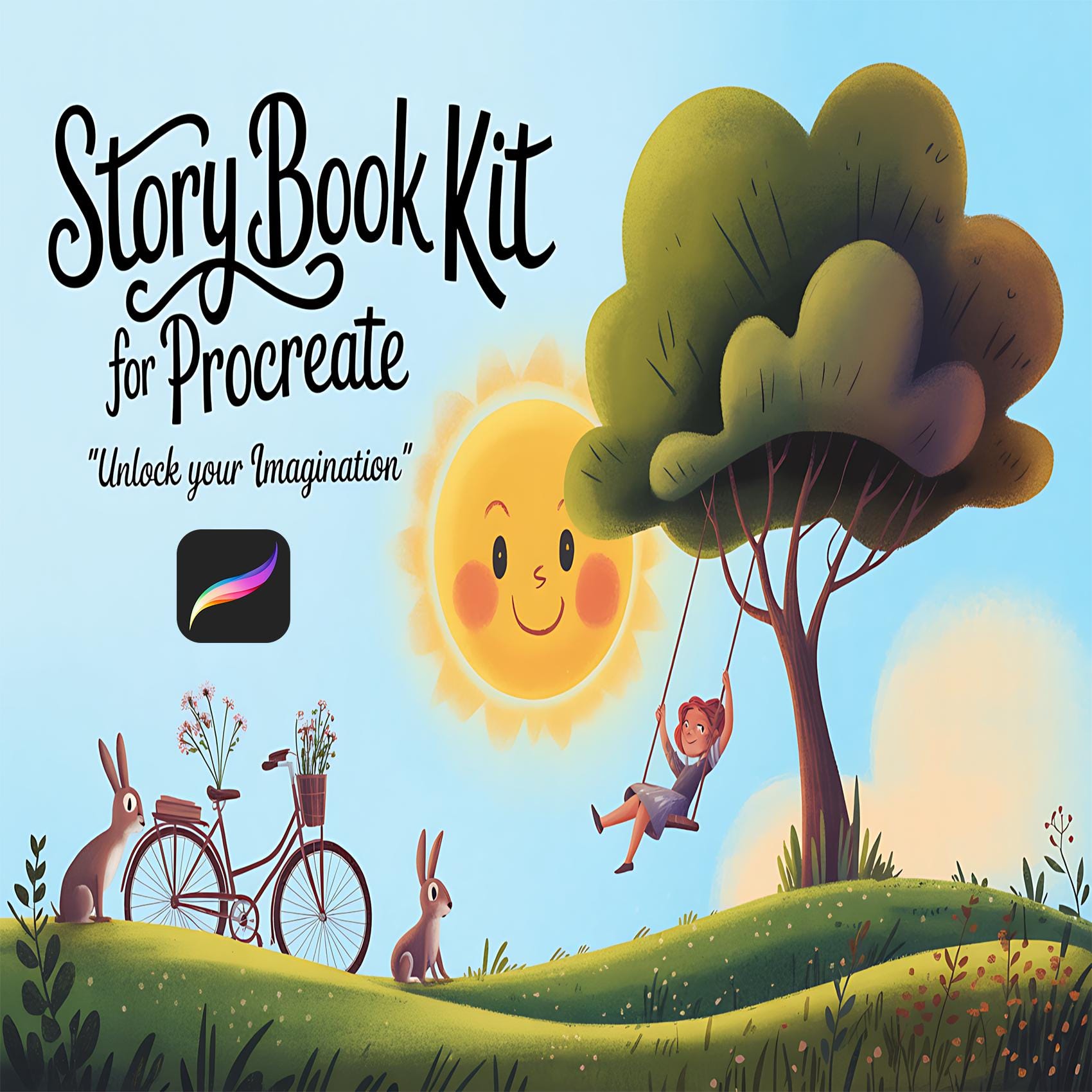 Mais de 30 pincéis Procreate para ilustração infantil com paletas de cores | Pacote de cartoon, doodle e arte de personagens