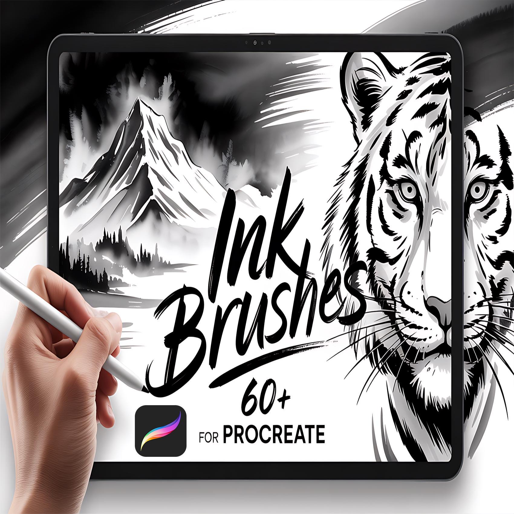 Pinceles de tinta para Procreate – Bocetos de tatuaje, fine line, bolígrafo, stipple y set de entintado line art