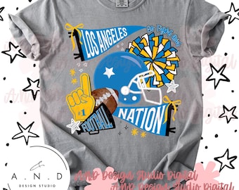 Los Angeles Nation Football Doodle PNG - light blue