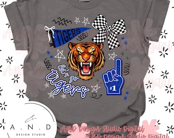 Tigers Doodle PNG - blue