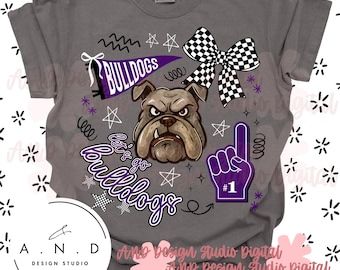 Bulldogs Doodle PNG - purple