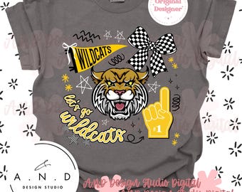 Wildcats Doodle PNG- Gold