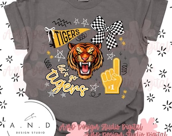 Tigers Doodle PNG - gold