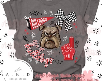 Bulldogs Doodle PNG - red