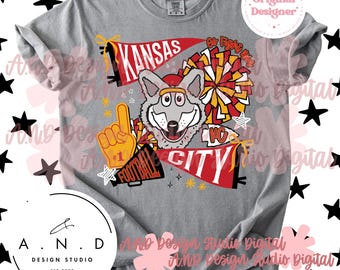 Kansas City Football Mascot Doodle PNG