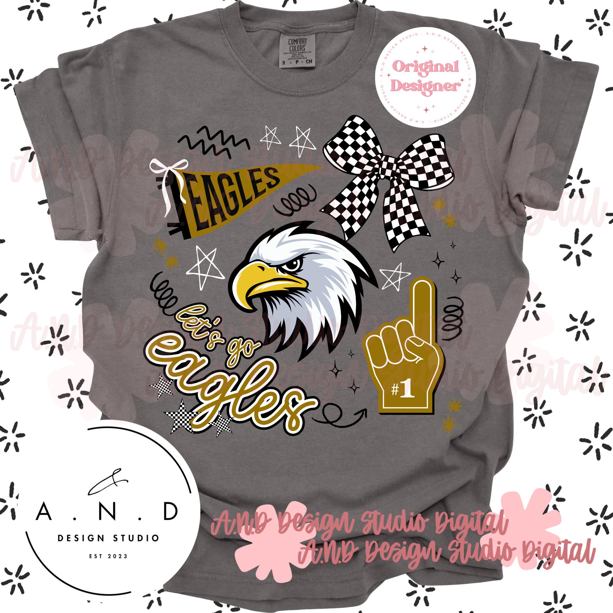 Eagles Doodle PNG - Gold
