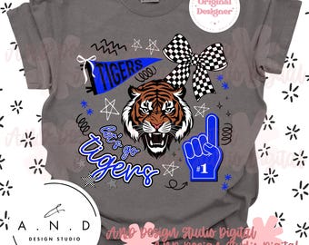 Tigers Doodle PNG - blue