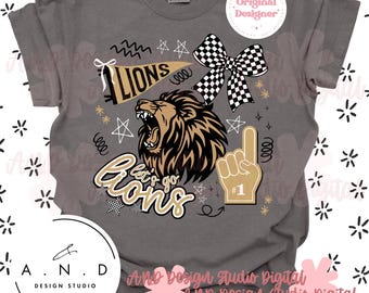 Lions Doodle PNG - gold