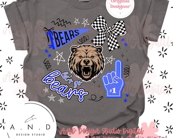 Bears Doodle PNG- Blue
