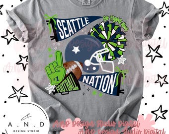 Seattle Nation Football Doodle PNG