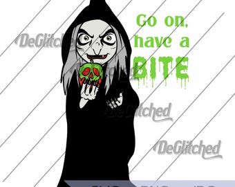 Bösewichte - "Böse Hexe mit vergiftetem Apfel - Have a bye" SVG - Layered SVG - PNG - Schnitt Dateien -