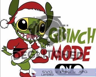 Tryb Stitch Grinch - SVG - Warstwowy SVG - PNG - Jpg - Pliki do cięcia -