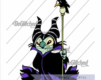 Stitch como Maléfica - SVG - SVG en capas - PNG - Archivos de corte -