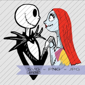 Jack Skellington - &quot;Jack and Sally&quot; SVG - Layered SVG - PNG - Cut files -