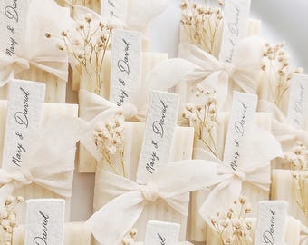 50 Wedding Soap Favors, Personalized Handmade Mini Guest Soaps Perfect for Weddings – Bridal Showers – Baby Showers - Baptism favors