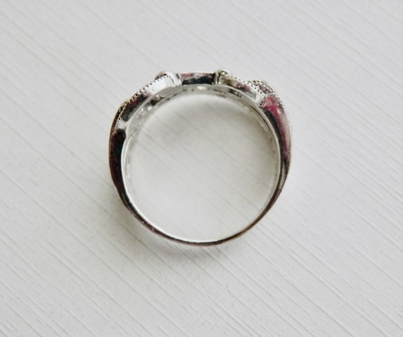 Marcasite Buckle Ring, Silver Key Ring, Wraparoun… - image 5