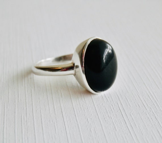 Black Onyx Ring, Gothic Jewelry, Sterling Silver,… - image 3
