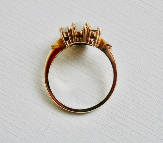 Opal Ring, SKAL 14K Ring, Yellow Gold, Flower Clu… - image 8