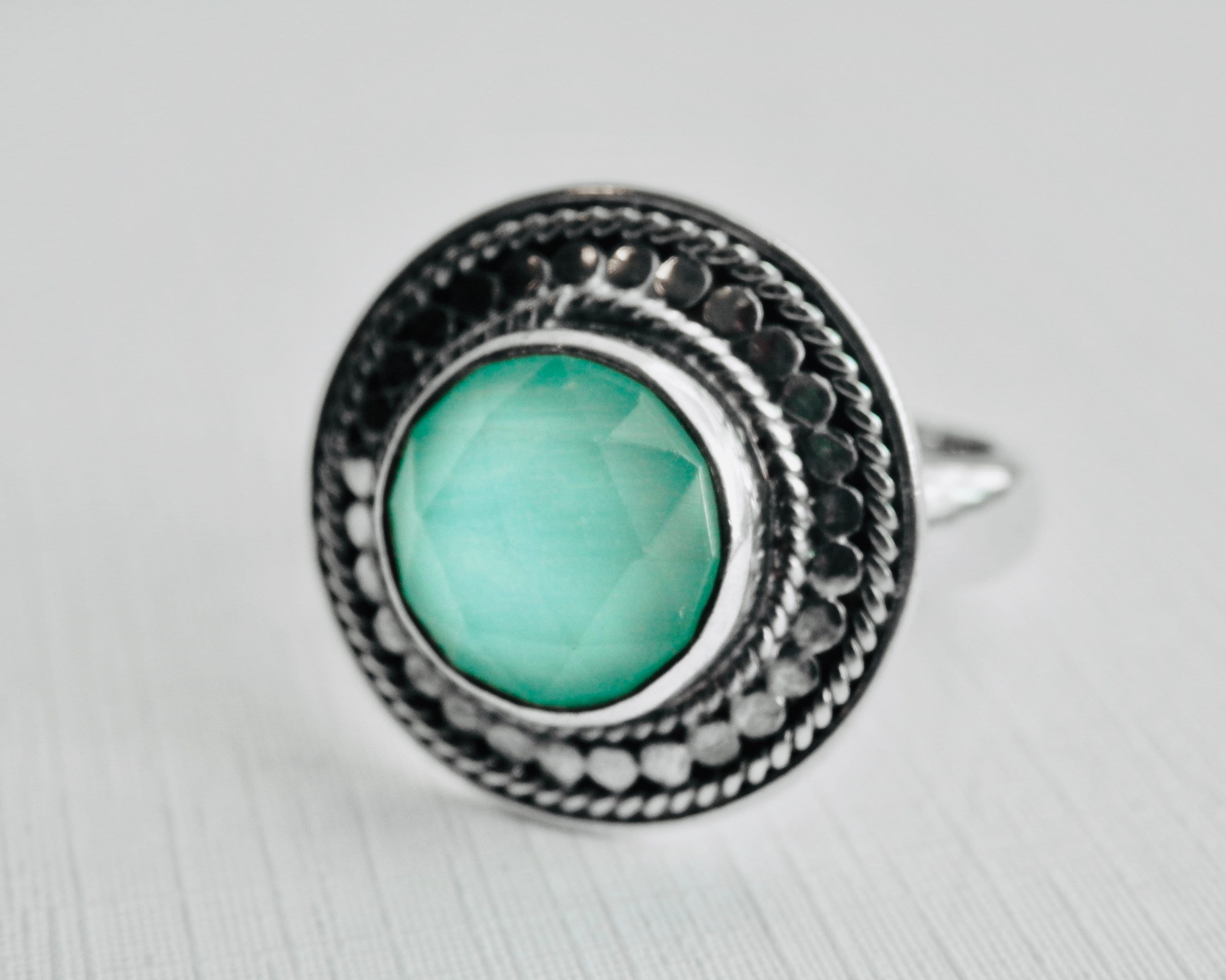 ANNA BECK Ring, Blue Quartz or Chrysoprase, Modernist Ring