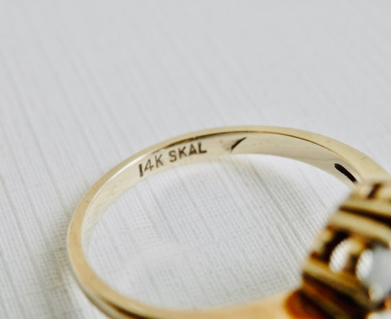 Opal Ring, SKAL 14K Ring, Yellow Gold, Flower Clu… - image 6