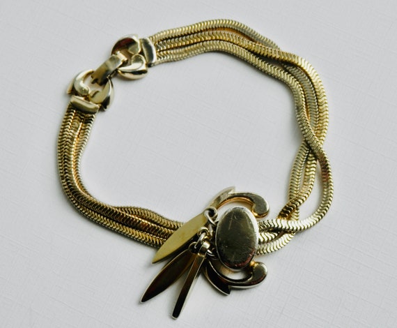 Rare Vintage MONET Bracelet, Elite Series, Gold T… - image 8
