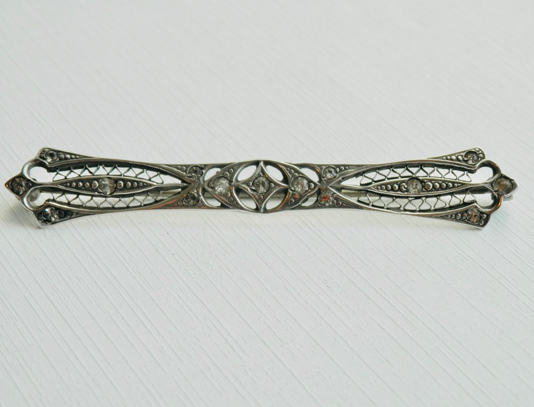Vintage Bar Pin Art Deco Revival Brooch Pin Sterling Silver Etsy