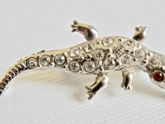 50% OFF AS IS Alligator Brooch Pin, Rhinestone Br… - image 3