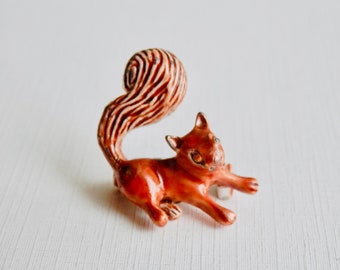 GERRY'S Squirrel Pin, Signed Vintage Squirrel Brooch, Red Squirrel, Designer Brooch Pin, Orange Enamel, Scatter Pin, Figural Jewelry, 1950s