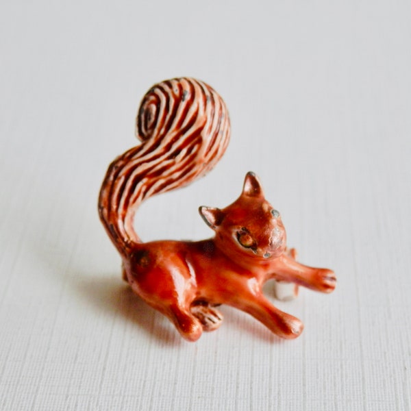 GERRY'S Squirrel Pin, Signed Vintage Squirrel Brooch, Red Squirrel, Designer Brooch Pin, Orange Enamel, Scatter Pin, Figural Jewelry, 1950s