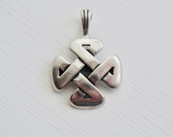 Celtic Knot Pendant, Sterling Silver, Vintage Celtic Knot, Unisex Pendant, Vintage Jewelry, 925, Signed WJ, Vintage Silver Jewelry