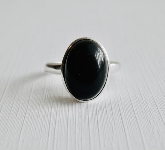 Black Onyx Ring, Gothic Jewelry, Sterling Silver,… - image 2