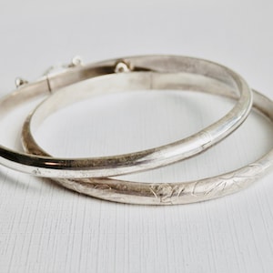 Sterling Silver Bangle Bracelet Set Stacking Bangles, Stackable Pair of Bangles Vintage Bracelet 925