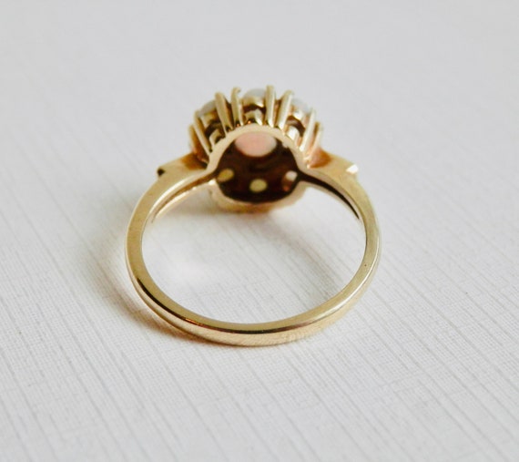 Opal Ring, SKAL 14K Ring, Yellow Gold, Flower Clu… - image 7