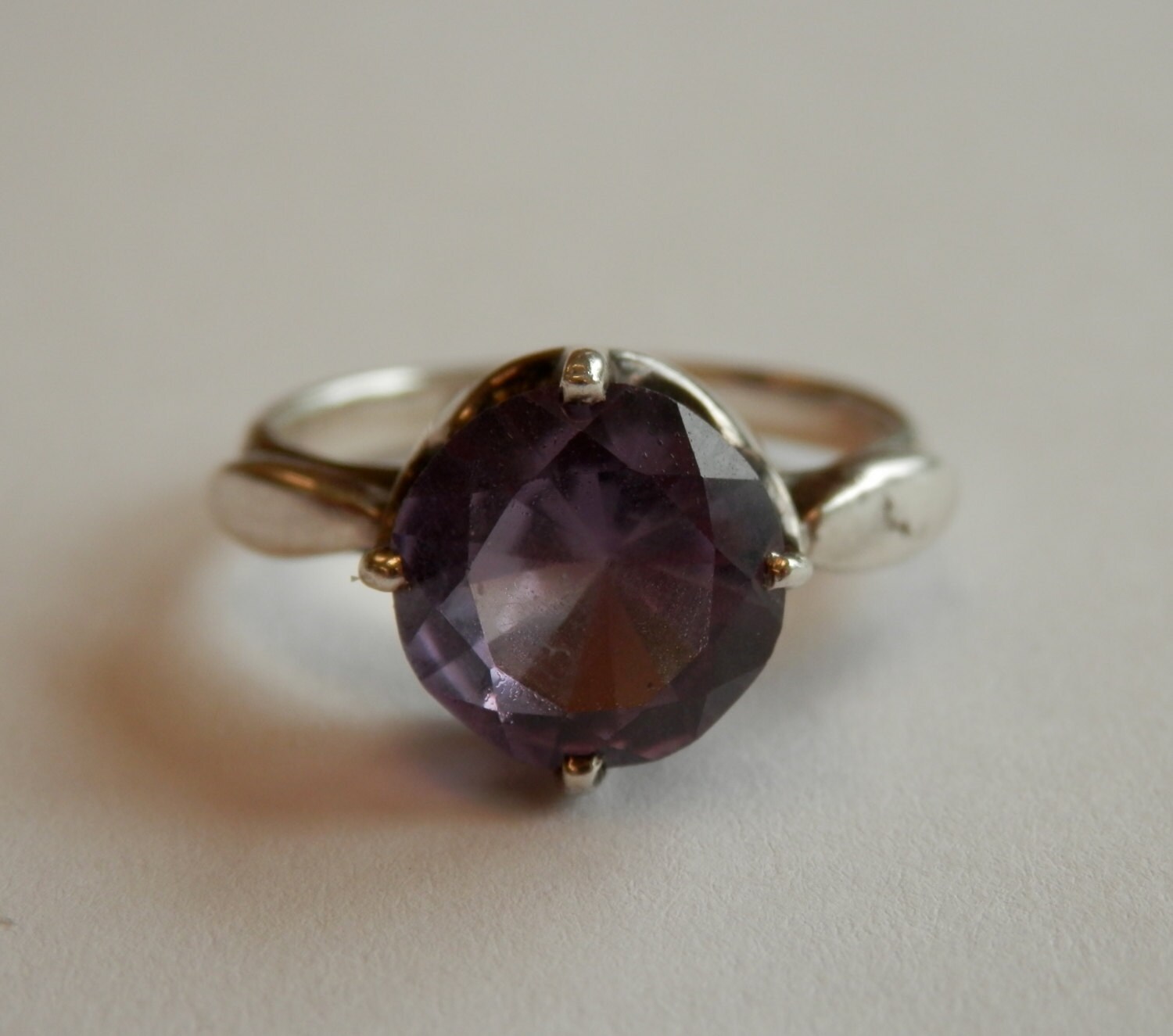 Vintage Alexandrite Ring Sterling Silver Purple Gemstone Size Etsy