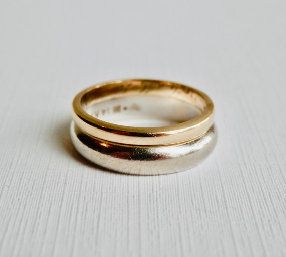 14K Gold Rings, Gold Stacking Rings, Vintage Wedd… - image 2
