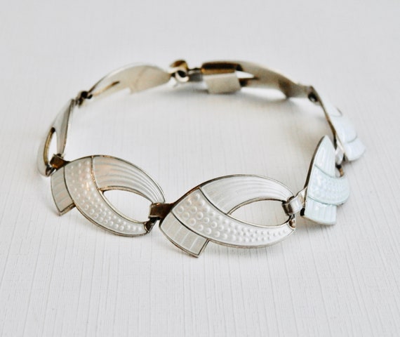 Vintage Scandinavian Bracelet, Sterling Silver, N… - image 1