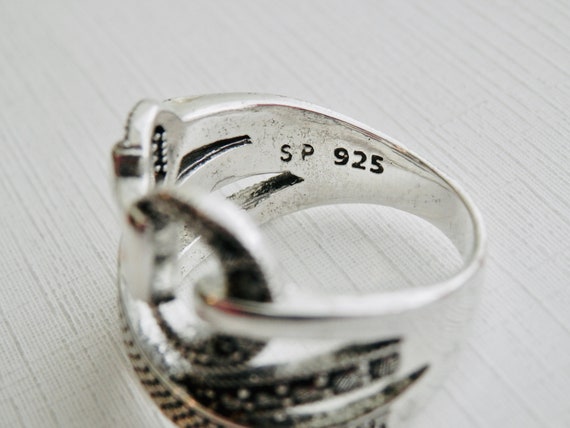 Marcasite Buckle Ring, Silver Key Ring, Wraparoun… - image 4